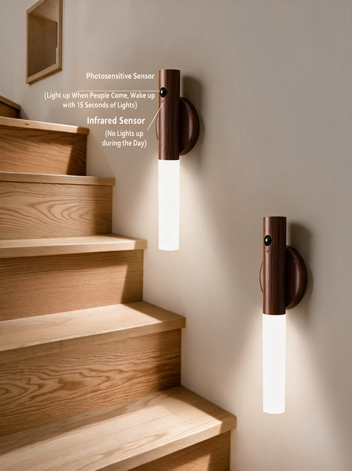 Walnut Dual-Sensor Motion Night Light